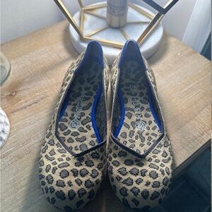 Rothy's Leopard Print Flats with Blue Accents